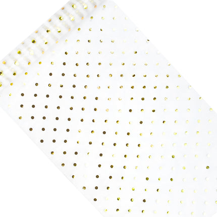 Weißer Organza-Stoff Gold Dots 36cm 9m