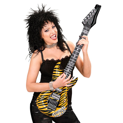 Zebra Fake Gitarre Gelb Schwarz Aufblasbar 1.07m