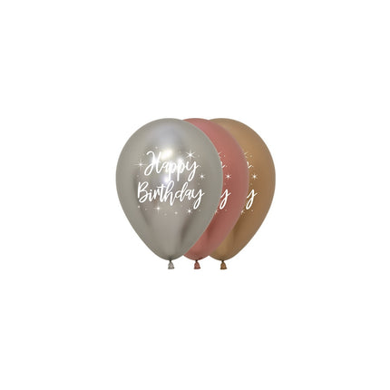 Ballons Happy Birthday Radiant Reflex Mix 12cm 50pcs