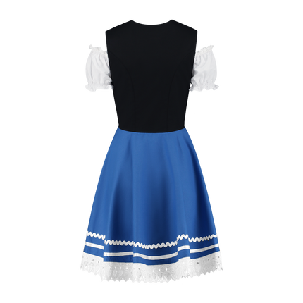Oktoberfest Dirndl Kleid Oktoberfest Blau Weiß Damen 2 Stück