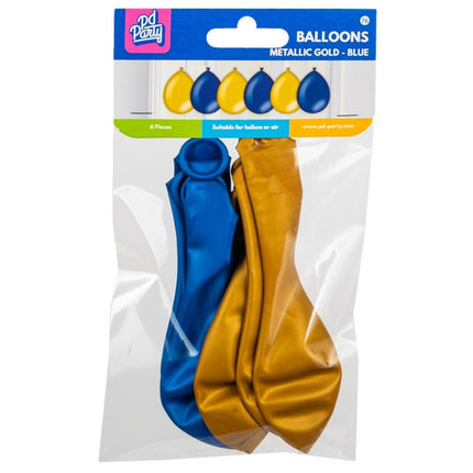 Blau-Gold Ballons Metallic 30cm 6Stk