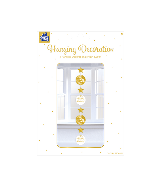 Hängende Dekoration 21 Jahre Gold Weiß 20,5cm