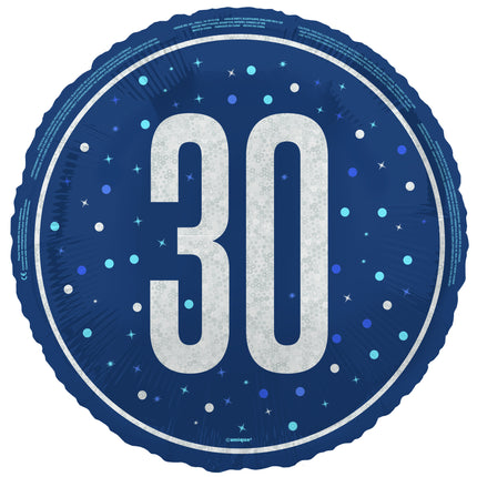 30 Jahre Helium Ballon Blau Leer 45cm