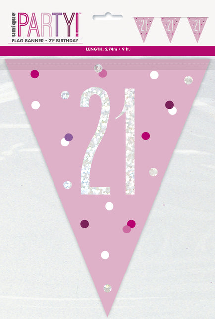 Girlanden 21 Jahre Rosa 2.74m