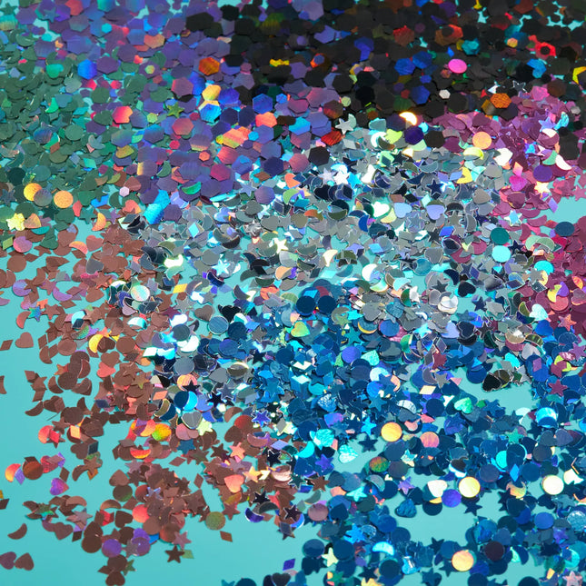Moon Glitter Holographic Glitter Shapes Silber 3g