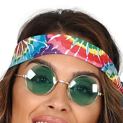 Hippie 60S Kostüm Bunte Damen mit brauner Weste