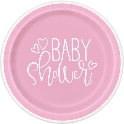Rosa Baby-Dusche-Teller Mädchen 8 Stück