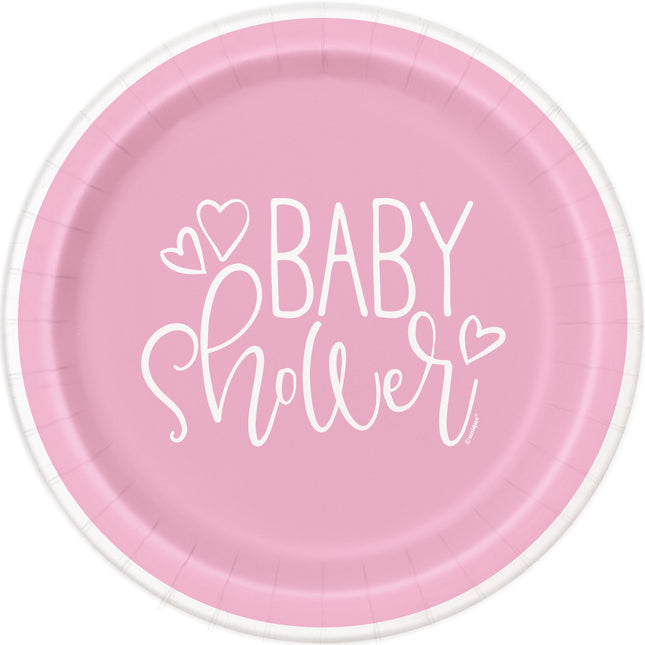 Rosa Baby-Dusche-Teller Mädchen 8 Stück