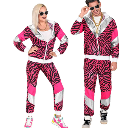 Neon 80S Trainingsanzug Fault Pink Tiger Print