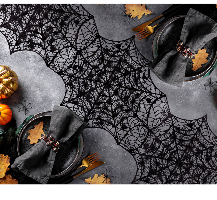 Halloween Tischläufer Spinnennetz 1,36m
