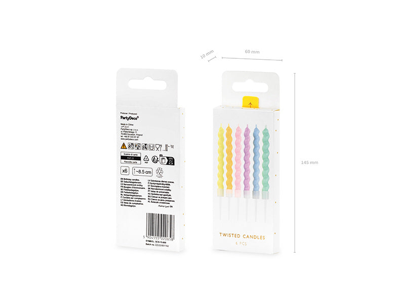 Pastell-Kerzen 8,5 cm 6 Stück