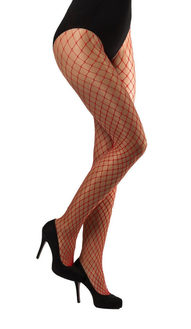 Rote Strumpfhose Fischnetz