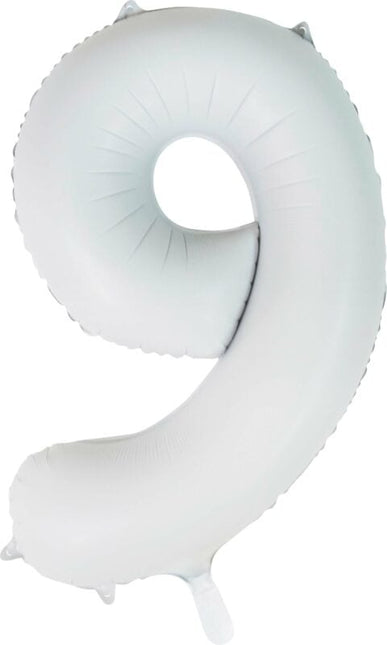 Weißer Figurenballon 9 Jahre Glanz 86cm