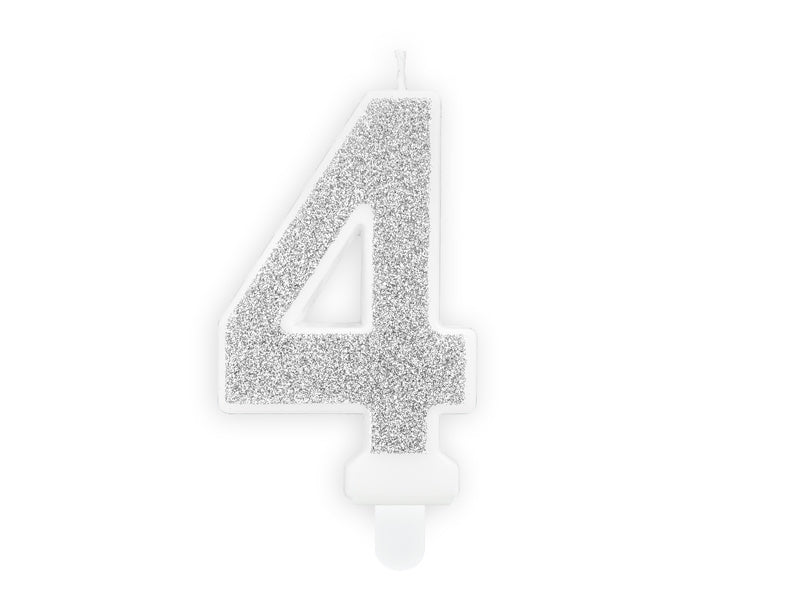 Kerze 4 Jahre Silber 7cm