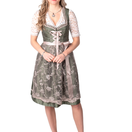 Rosa Weiß Creme Dirndlkleid Oktoberfest Damen Jaquard Grau