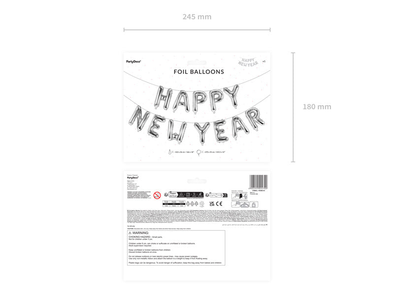Silberne Luftballons Set Frohes Neues Jahr Leer