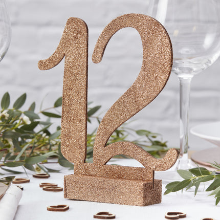 Rose Gold Tischnummern Holz 15cm 12Stück