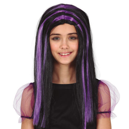 Halloween Perücke Lila Streifen
