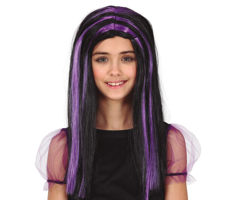 Halloween Perücke Lila Streifen