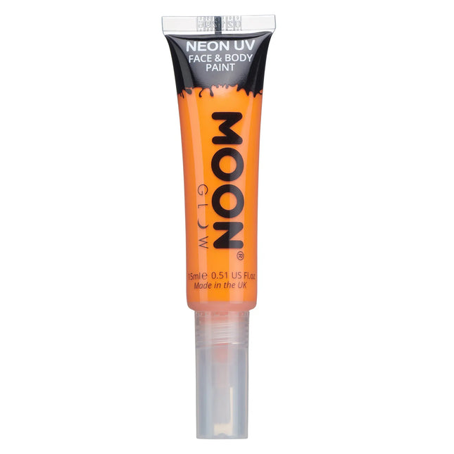 Moon Glow Neon UV Face Paint mit Pinselapplikator Intensives Orange 15ml
