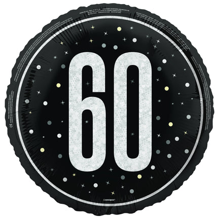 60 Jahre Helium Ballon Schwarz Weiß Leer 45cm
