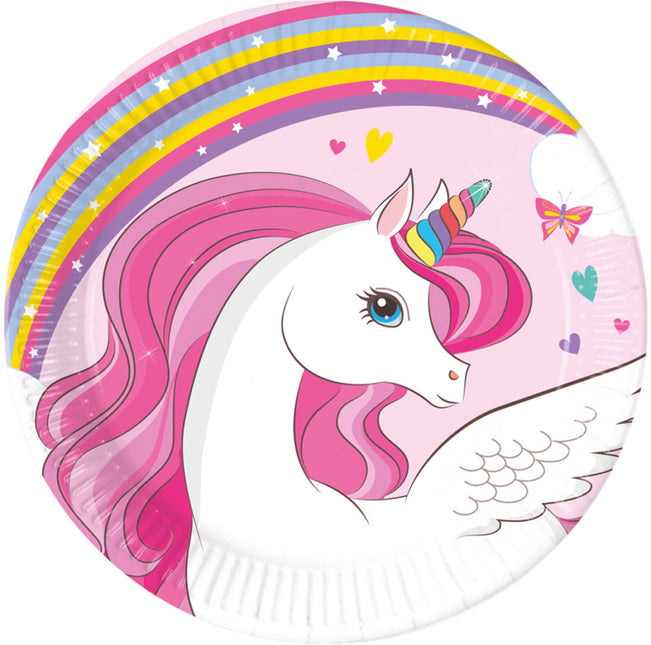 Einhorn Teller Rosa 20cm 8Stk