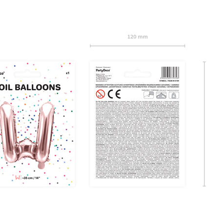 Folienballon Buchstabe W Rose Gold Leer 35cm