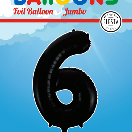 Folienballon Figur 6 Schwarz XL 86cm leer