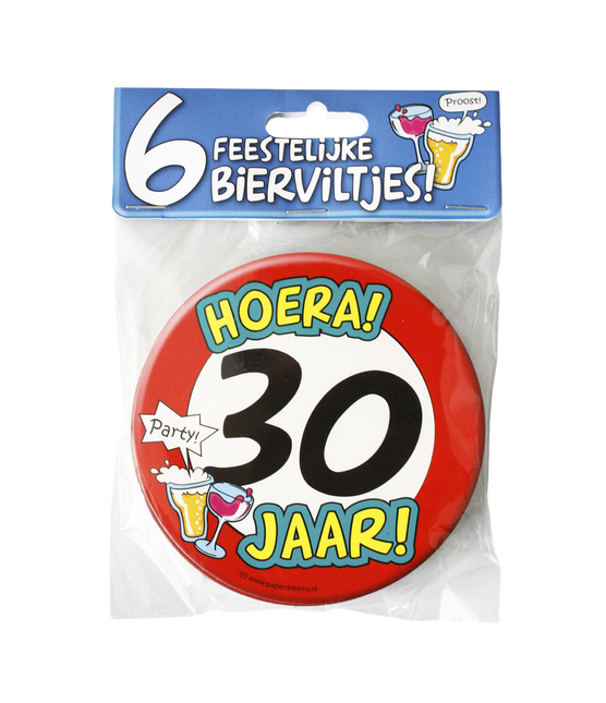 Bierdeckel 30 Jahre 12,5cm 6Stk.