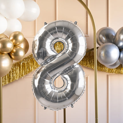 8 Jahre Figur Ballon Silber Leer 72cm