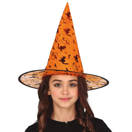 Halloween Hexenhut Orange Kind