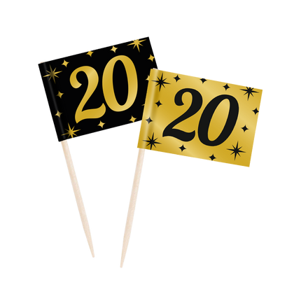 Gold Schwarz Cocktail Picks 20 Jahre 6,5cm