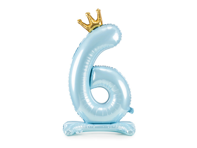 Folienballon Figur 6 Hellblau Standard Leer 84cm
