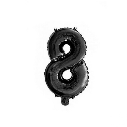 Folienballon Figur 8 Schwarz 41cm mit Strohhalm