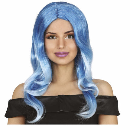 Blaue Perücke Langes Haar