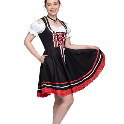 Oktoberfest Dirndlkleid Oktoberfest Schwarz Rot Damen 2 Stück