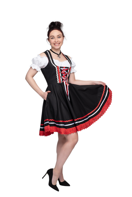 Oktoberfest Dirndlkleid Oktoberfest Schwarz Rot Damen 2 Stück