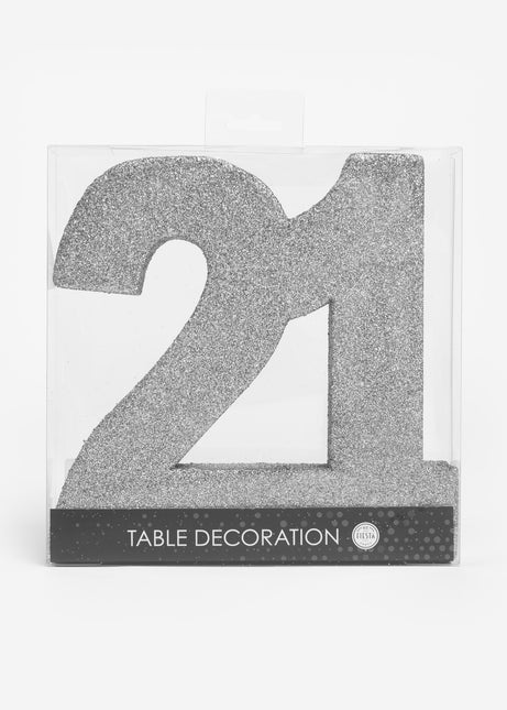 Silberne Tischdekoration Figur 21 Glitter 20,5cm