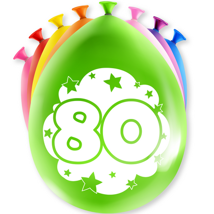 Ballons 80 Jahre Hurra 30cm 8Stück