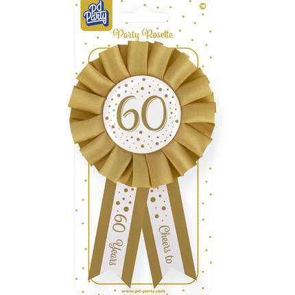 Rosette 60 Jahre Gold Weiß 14cm