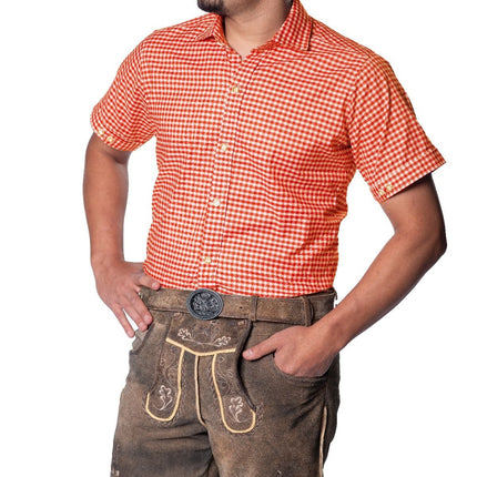 Oktoberfest Bluse Orange Herren Kurzarm