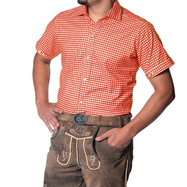 Oktoberfest Bluse Orange Herren Kurzarm