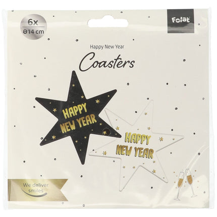 Silvester Untersetzer Sterne 14cm 6 Stk.