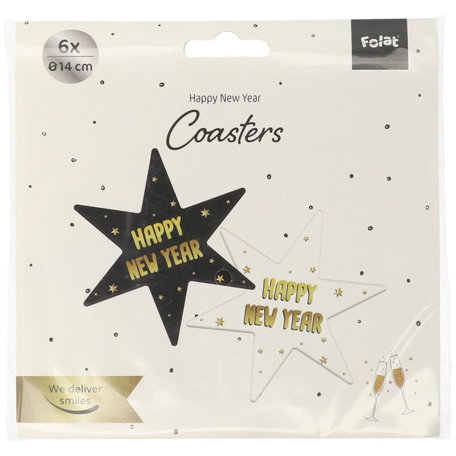 Silvester Untersetzer Sterne 14cm 6 Stk.