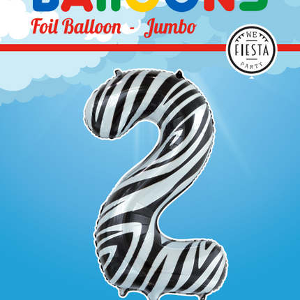 Folienballon Figur 2 Zebra XL 86cm leer
