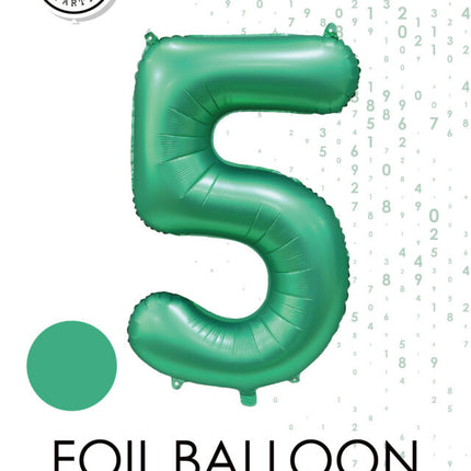 Grüner Zahlenballon 5 Jahre Glanz 86cm