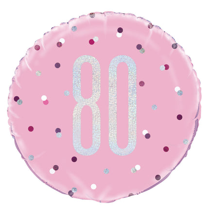 Heliumballon 80 Jahre Rosa 45cm Leer