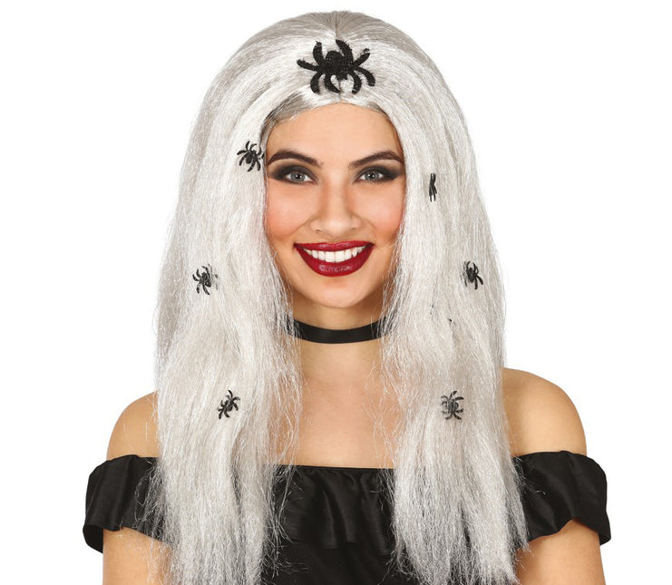 Halloween Perücke Fake Spinnen Grau