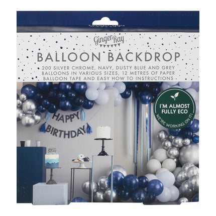 Blau Silber Ballonbogen XL DIY Set