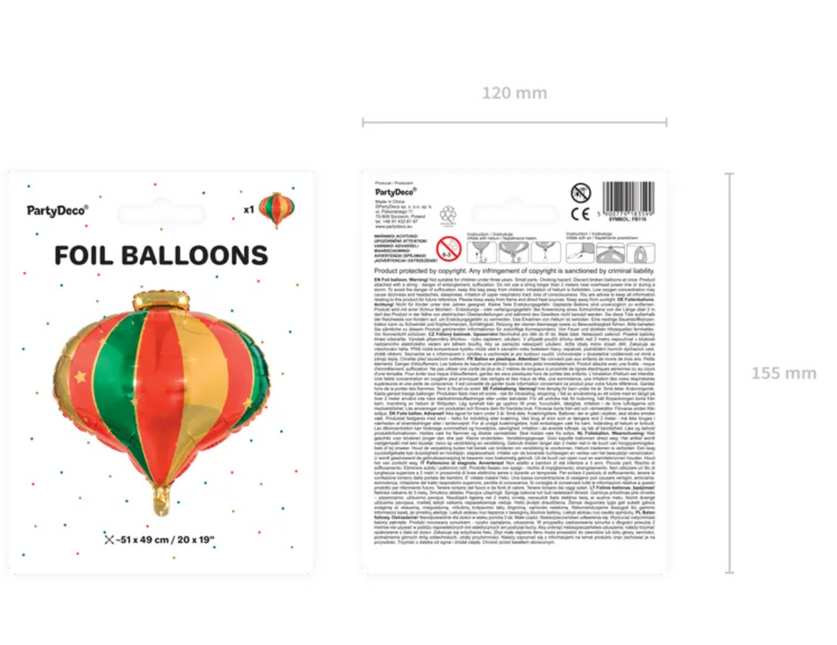 Helium Ballon Weihnachtskugel Leer 51cm